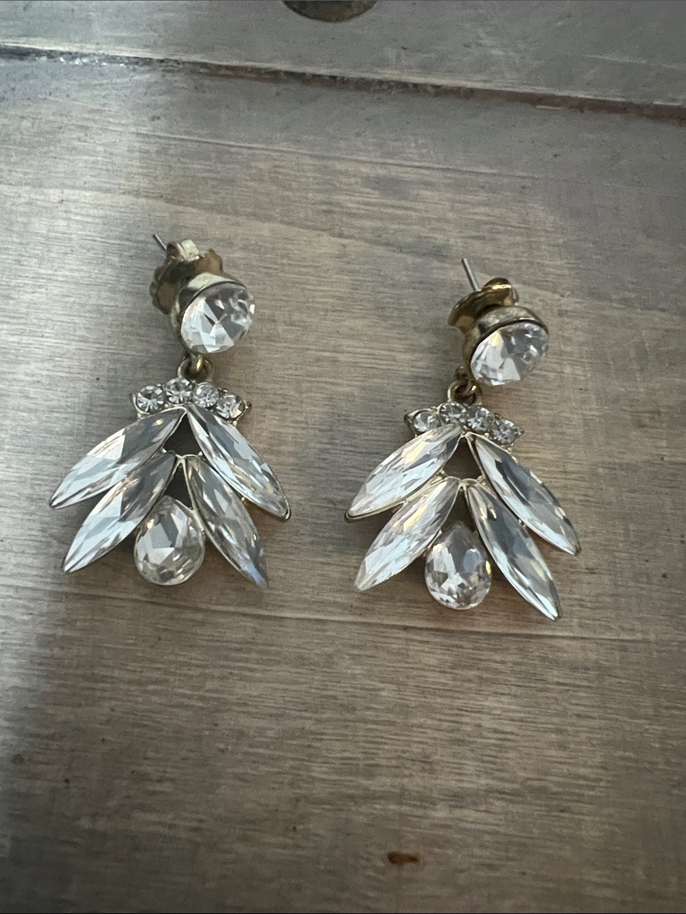 Clear Crystal Fan Drop Earrings